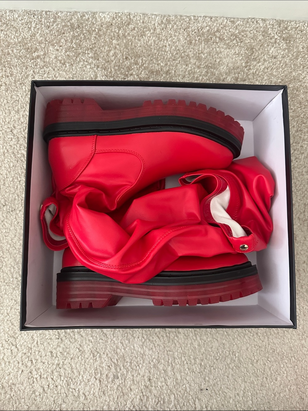 Akira chunky Red Platform Boots